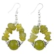 Handmade Olive Green Jade & Antiqued Silver Beaded Earrings