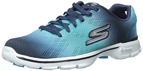 Skechers Women's Go Walk 3-Pulse Walking Shoe, Navy/Aqua, 9 M US