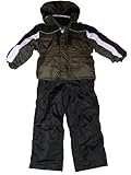 IMAGE OF Boys and Toddlers Sportcaster/iceburg 2pc Snowsuit, Coat/jacket and Ski Bibs/pants, Olive, Orange or Brown, 2t-7 (2T, Olive Green/Black)