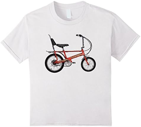Kids 1970s Vintage Retro Chopper Bicycle Sketch Tshirt 8 White
