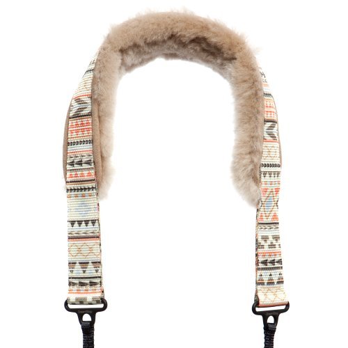 Sheepskin Lined Camera Strap, Naturally Breathable, Soft, Comfortable - Aztec