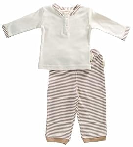 Tadpoles Organic Cotton Boys Pant and Top 2 Piece Set, Cocoa, 3-6 Months