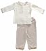 Tadpoles Organic Cotton Boys Pant and Top 2 Piece Set, Cocoa, 3-6 Months
