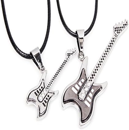 Unique Couple Jewelry 2pcs Titanium Stainless Steel Pendant Necklace Village Guitar Lover Valentine Gift