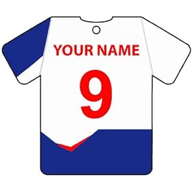 PERSONALISED BOLTON WANDERERS FOOTBALL SHIRT CAR AIR FRESHENER