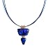Necklace / Pendant - XP-40 - Genuine Handmade Dichroic Glass Pendant Hung on a 16" Stainless Steel Royal Blue Colored Multi-Strand Cord + 2" Extension Chain ~ .925 Sterling Silver