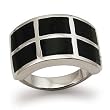 Stainless Steel Women's Ring with Black Resin Inlay (Sizes 5-9)