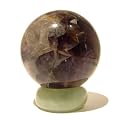 Amethyst Ball 04 Chevron Purple White Crystal Healing Spiritual Orb w/ Jade Ring Stand 3.2