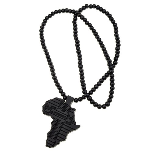 BestDealUSA Fashion Wooden Map Africa Piece Pendant Rosary Bead Chain Necklace Gift