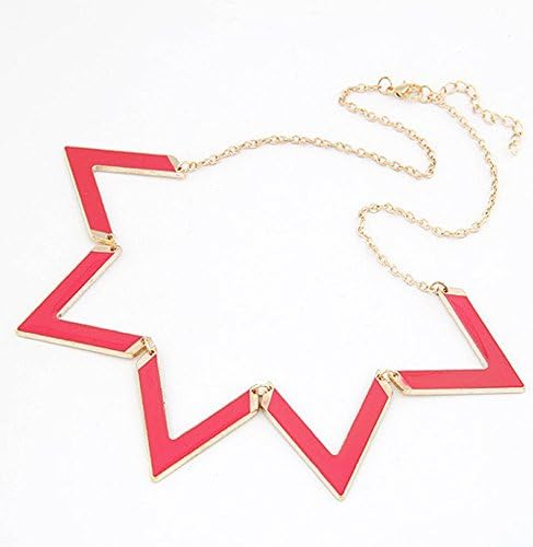 Mr Rabbit Women's Personalized Chic Triangle Wave Pendant necklace, Creative Design(Red)