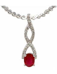 14K White Gold Ruby and Diamond Pendant -- LIFETIME WARRANTY