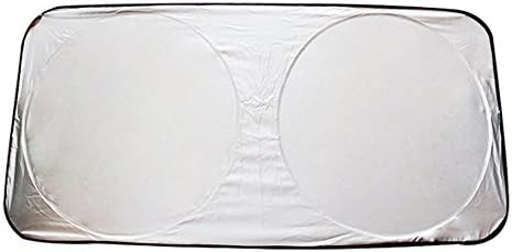 Sunshade Foldable Auto Front Rear Window Sun Shade Car Windshield Visor Cover Block Sun Protector - Masyah Car Windshield Sunshade - 59" x 27" Windshield Sunshade Silver Black