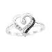 Platinum Plated Sterling Silver Black And White Round Diamond Heart Ring (1/20 cttw)