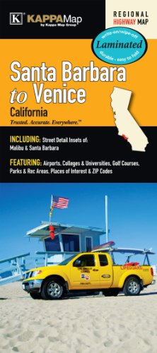Santa Barbara to Venice, CA Laminated Map