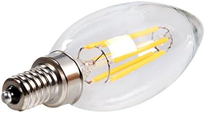 JINGMIN Led Filament Bulb C35-6W Candelabra LED Light Bulb E12 Base with 2700K Soft White,120VAC,LED Candle Bulb 60W Equivalent,Dimmable-1 Pack
