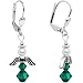 Handmade May Birthstone Angel Silver Plated Earrings MADE WITH SWAROVSKI ELEMENTS