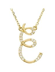 14K Yellow Gold Diamond Initial Necklace "E" -- LIFETIME WARRANTY