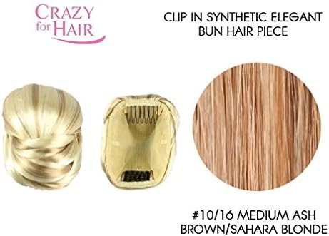 Clip In Synthetic Elegant Bun Hair Piece-#10/16 Medium Ash Brown/Sahara Blonde