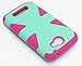 One Touch Fierce 2 Case, Bastex Heavy Duty Hybrid Dynamic Protective Case - Hot Pink Soft Silicone Cover with Teal Hard Shell Case for Alcatel One Touch Fierce 2 7040T, Pop Icon A564C