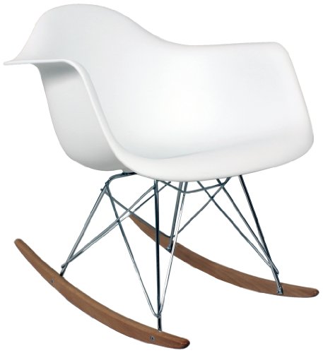 Control Brand Adult-Sized Mid-Century-Inspired Rocking Chair, White