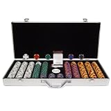 650 Tri Color Ace / King Suited 14g Clay Poker Chip Set with Executive Aluminum Case
