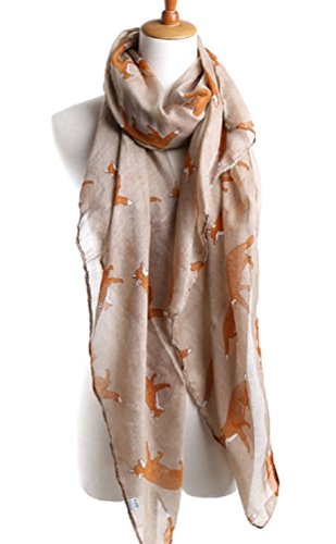 Sannea Lovely Fox Print Chiffon Scarves Scarf for Women/Girls