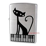 Zippo Cat piano ネコピアノ どこかノスタルジックな黒猫 ジッポーライター 【MKN】