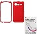 GTMax Red Rubber Hard Snap On Plastic Protector Cover Case + Clear LCD Screen Protector for Verizon HTC 6350 DROID INCREDIBLE 2 Android Phone