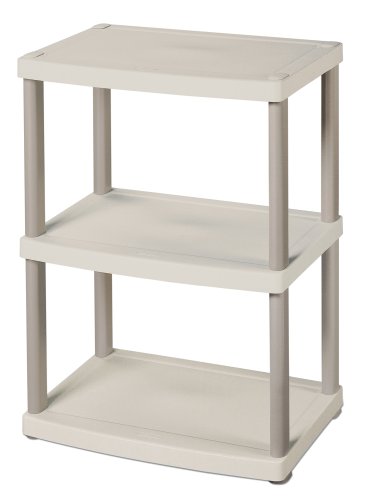 Sterilite 01838501 3-Shelf Unit with Putty Legs, Platinum