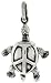 Sterling Silver Oxidized Turtle Pendant, w/ Peace sign, 3/4