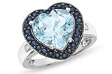 4 1/2 Carat Blue Topaz, Sapphire and Diamond 10K White Gold Ring