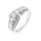 10K White Gold 3 Stone Diamond Ring - Size 7