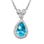 10k White Gold Blue Topaz and Diamond Pendant (1/5 cttw, H-I Color, I1- I2 Clarity), 18"
