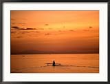 Lone Fisherman at Sunset, Panglao Island, Bohol, Philippines, Central Visayas Framed Photographic Poster Print by John Pennock, 33x25