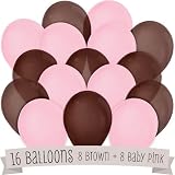 16 Pack Helium Quality 11" Latex Balloons (8 Baby Pink & 8 Brown) 16 Pack Helium Quality 11" Latex Balloons (8 Baby Pink & 8 Brown)