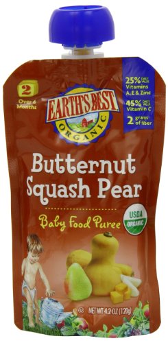 Earth's Best Puree, Butternut Squash Pear, 4.2-Ounce (Pack of 12)