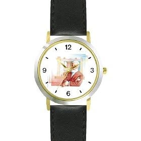 Alexander Graham Bell - WATCHBUDDY� DELUXE TWO-TONE THEME WATCH - Arabic Numbers - Black Leather Strap-Size-Children's Size-Small ( Boy's Size & Girl's Size )