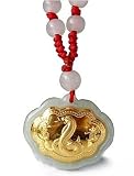 24K Gold Chinese Zodiac Snake Genuine Jadeite Jade Pendant Necklace(With Certificate)-SN3342F