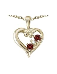 Tommaso Design (tm) Round 3 mm Genuine Garnet Heart Pendant