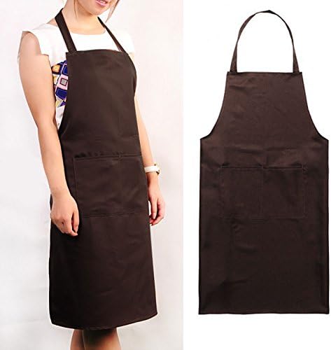 New 76 X 60" Plain Bib Apron for Chefs Butchers Restaurant Kitchen Cooking Baking Woman Apron (Chocolate)