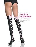 BLACK HOLD UP STOCKINGS PINK BOWS & PINK CROSS BONES