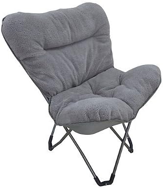 Folding Plush Butterfly Chair with Carry Bag in Grey