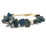 Apatite Bracelet 02 Strand Aragonite Blue White Crystal Healing Rock Gemstone Beaded Gold Clasp
