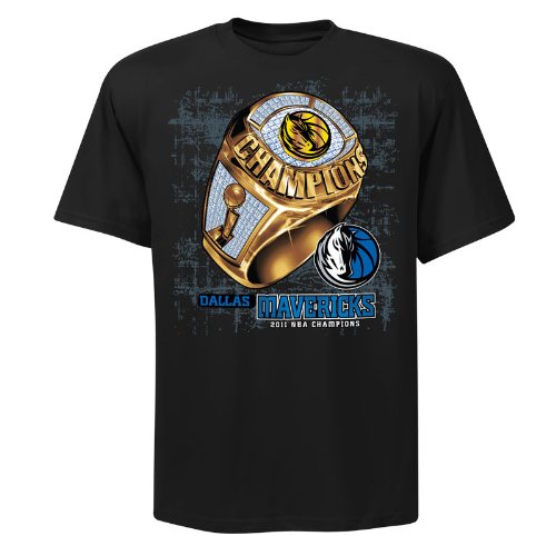 NBA Boys' Dallas Mavericks Championship Ring Screen Printed Tee (Black, Medium)