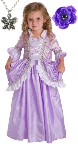 Rapunzel Princess Dress-up Costume Large (5-7), WonderCharm Necklace, Hair Bow