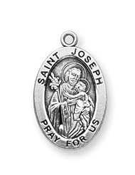 St. Joseph Pendant Oval Sterling Silver with Chain