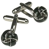 Forzieri Tresse - Silver Plated Black Knot Cufflinks