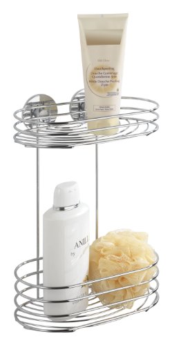 Wenko 18915100 Wandregal Turbo-Loc - Befestigen ohne Bohren, 2 Ablagek&ouml;rbe, Chrom, 23.5 x 32.5 x 13.5 cm
