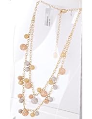 ROBERTO COIN 18K GOLD TRI COLOR CHARM BALL NECKLACE