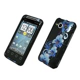 EMPIRE Black with Blue Hawaii Flowers Design Hard Case Cover for HTC EVO Sh ....